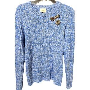 Heartmade Julie Fagerholt Kalia Sweater Blue XL NWT Removable Brooch